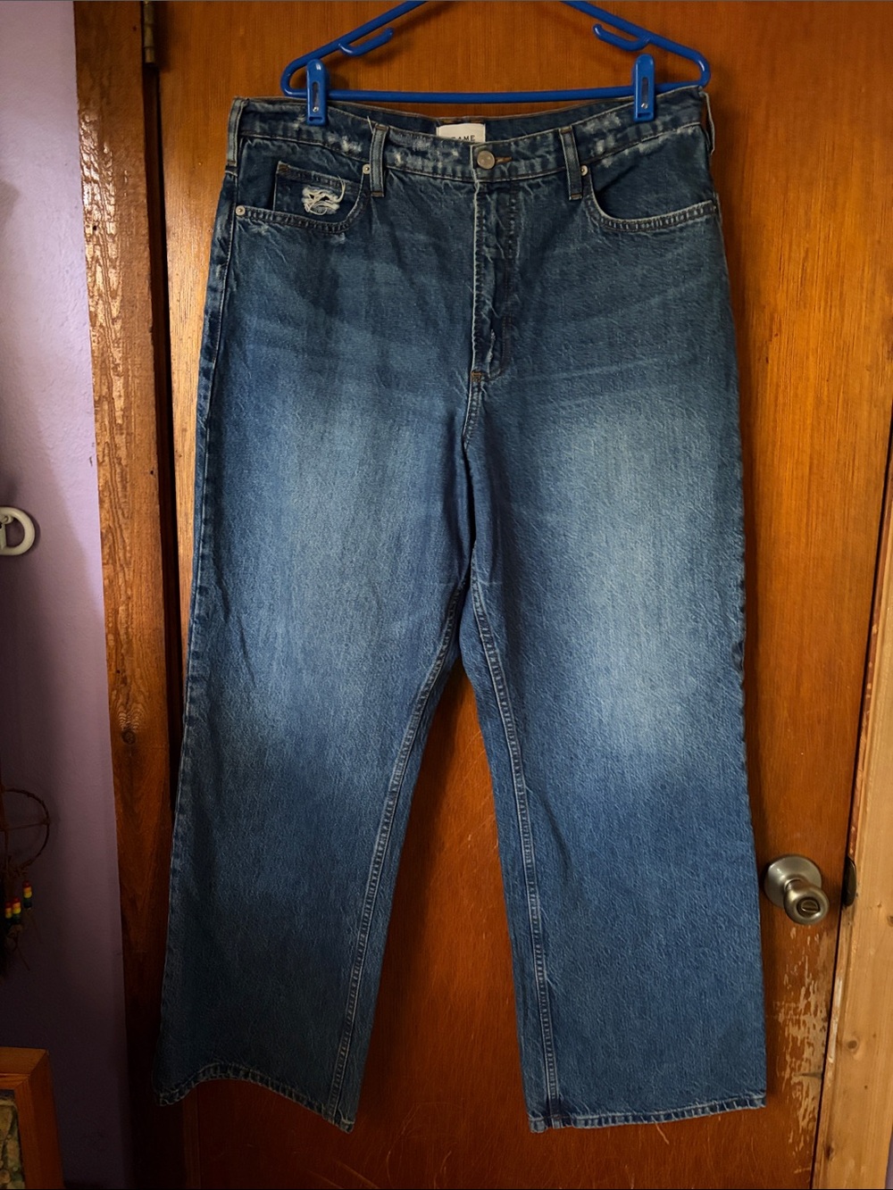 Frame Denim Wide-Leg Jeans in Classic Blue Wash